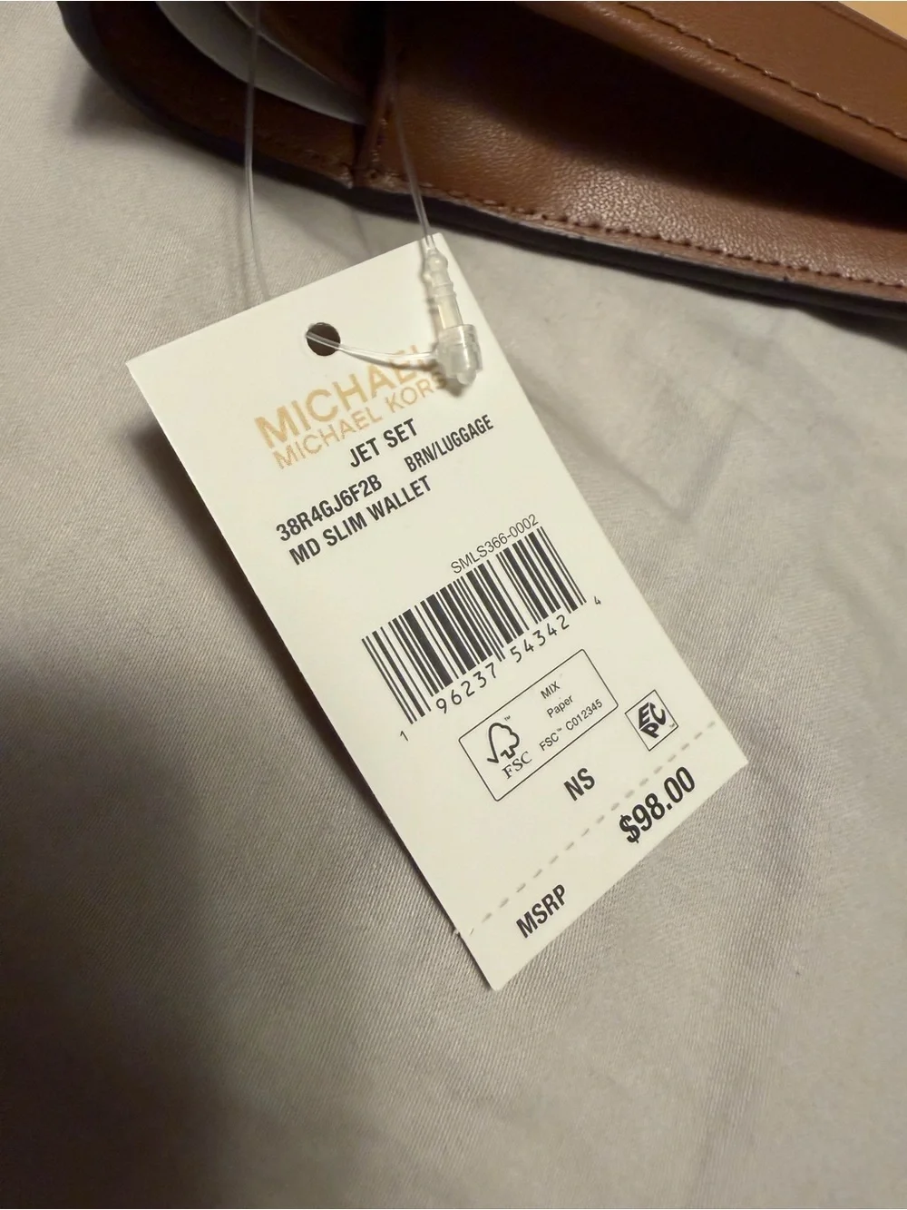 Michael Kors Women’s Dark Brown MK Logo Card Holder with Gold Logo